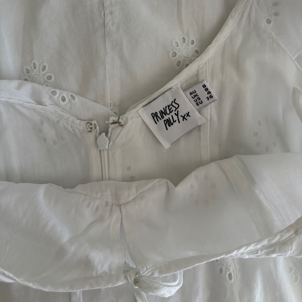 100% LINEN Princess Polly White Mini Dress - Picture 12 of 12